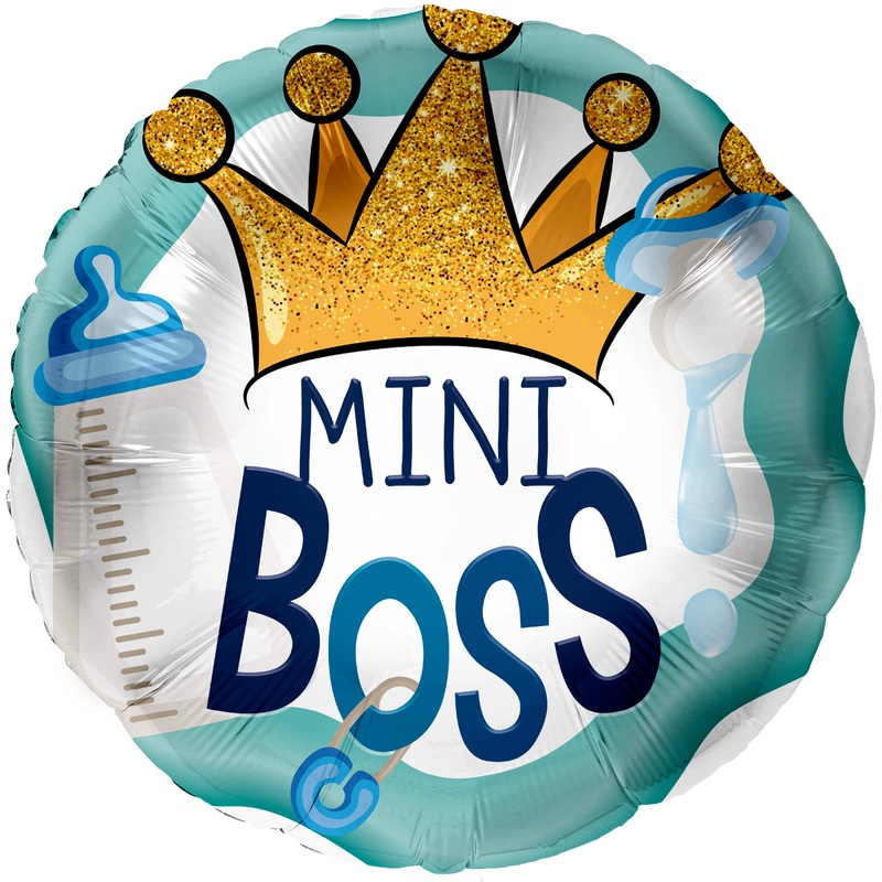 Foil balloon Mini Boss blue 45cm