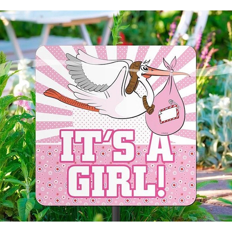 Its A Girl Garden Sign Pink 26 x 26cm