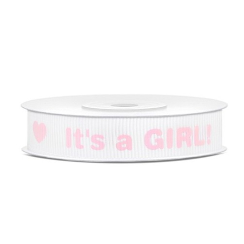 Ribbon 10m Its A Girl pink ribbed
