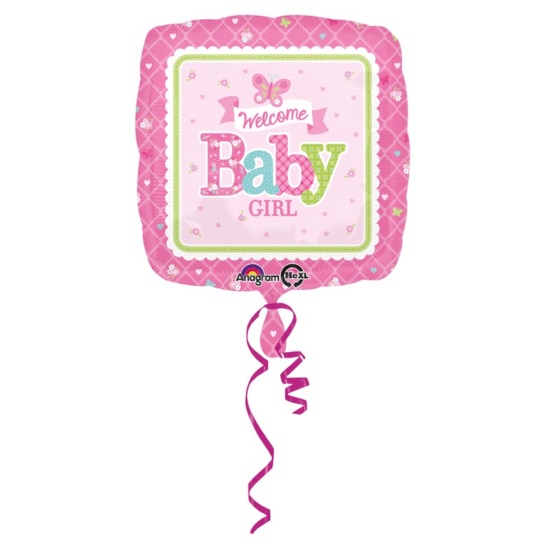 Square foil balloon Welcome Baby Girl