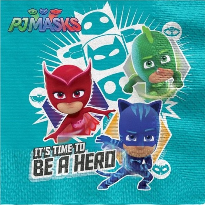 16 PJ Masks heroes napkins 33cm