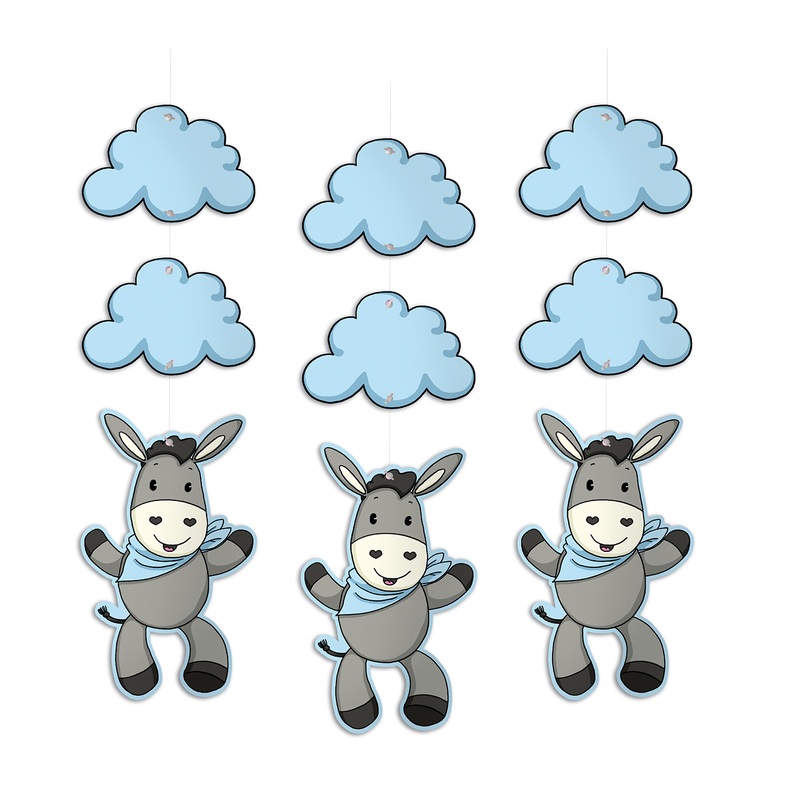 3 decorative hangers Sweet Donkey blue 35cm