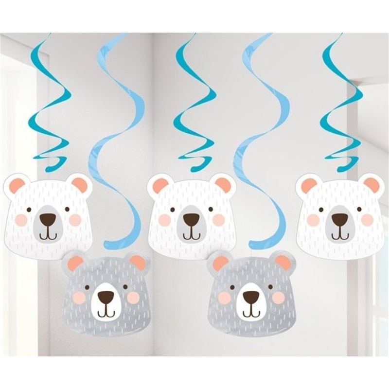 5 party bear spiral hangers