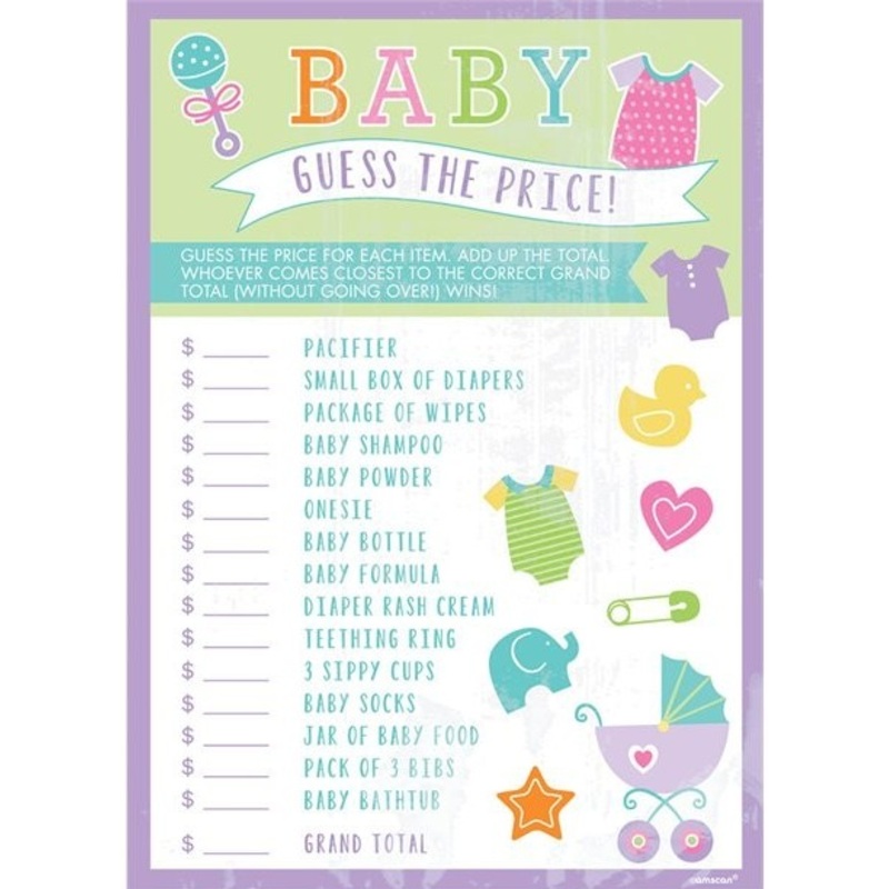 Baby Shower Game Guess the Price 24 pieces