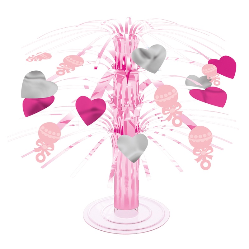 Cute baby girl table fountain with hearts 19 cm