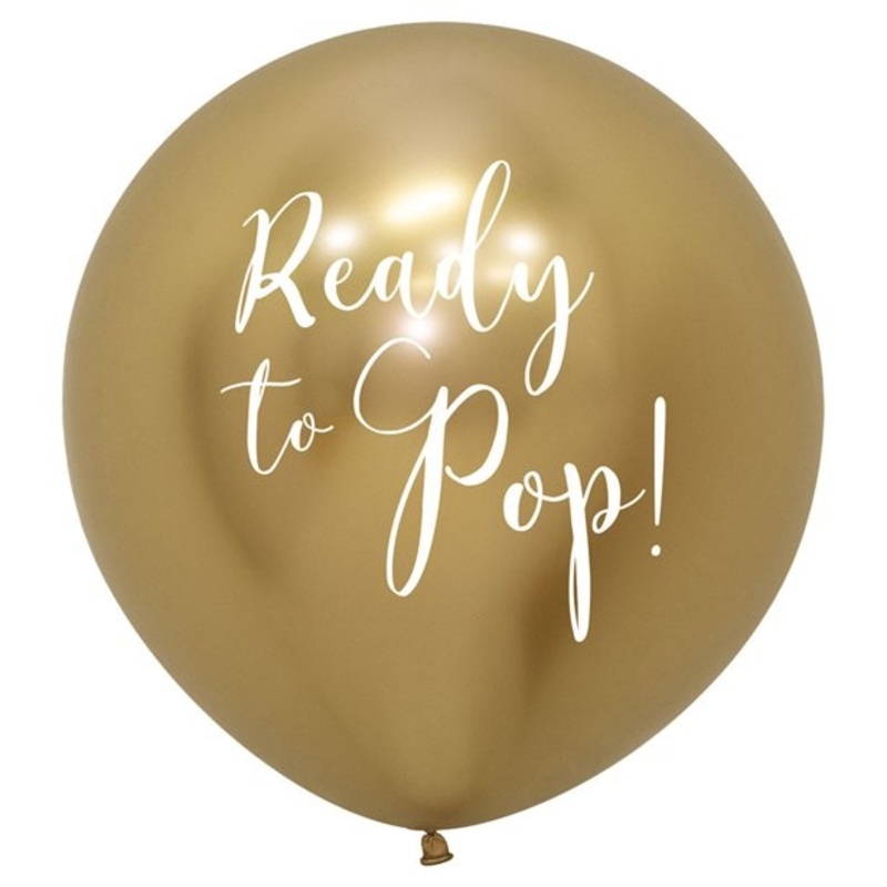 Giant latex balloon Ready to Pop gold 61cm