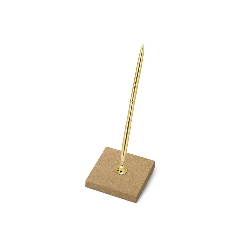Kraft paper pen holder with gold pen