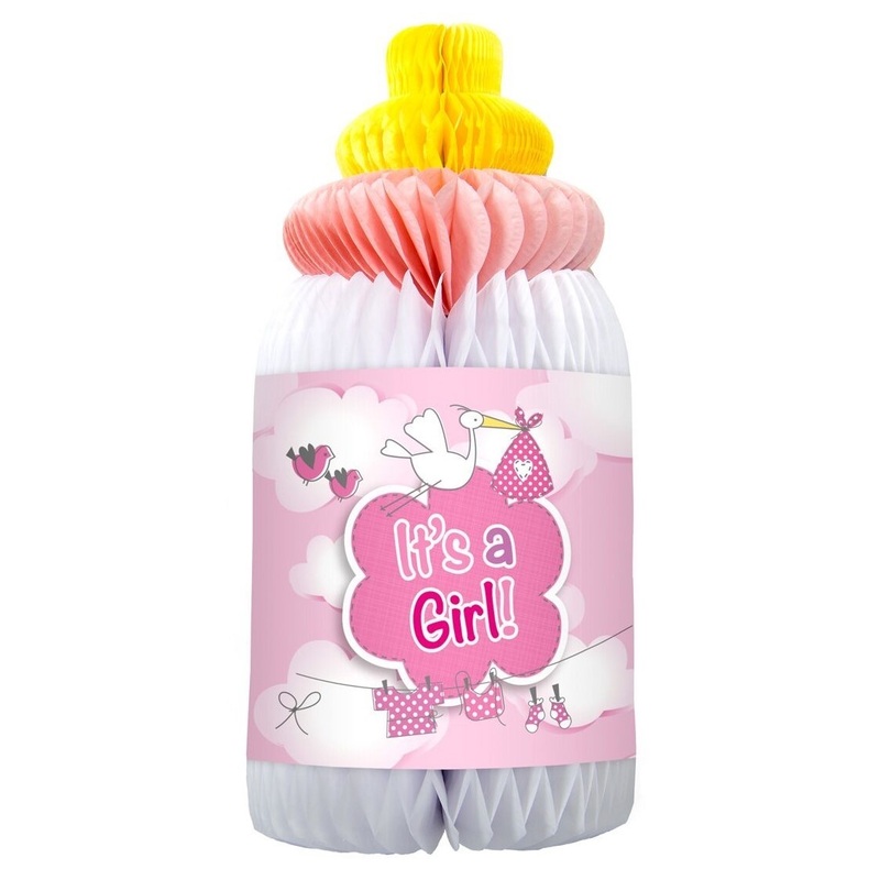 Paper decoration Adebar Its A Girl baby bottle