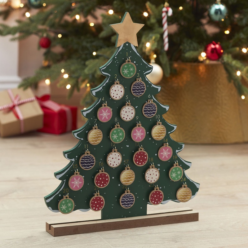 Wooden Christmas tree advent calendar
