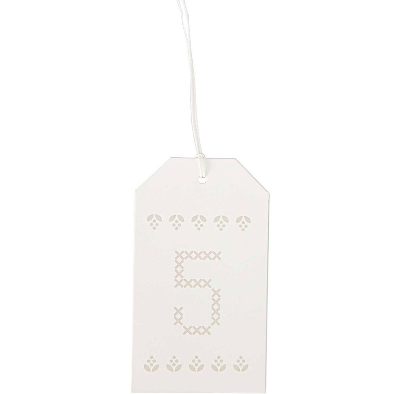 24 advent calendar numbers pendants white