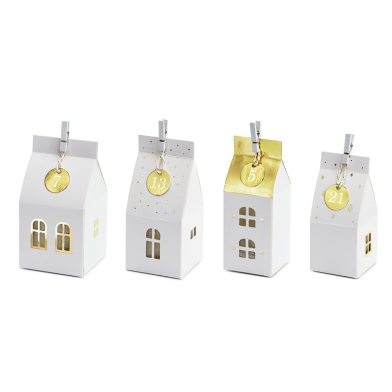 24 White Advent Calendar Houses