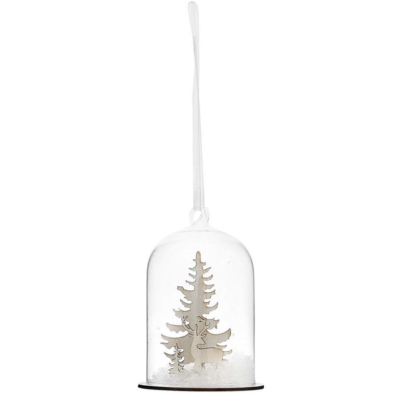 Winter forest reindeer glass hanger 8 x 8 x 11cm