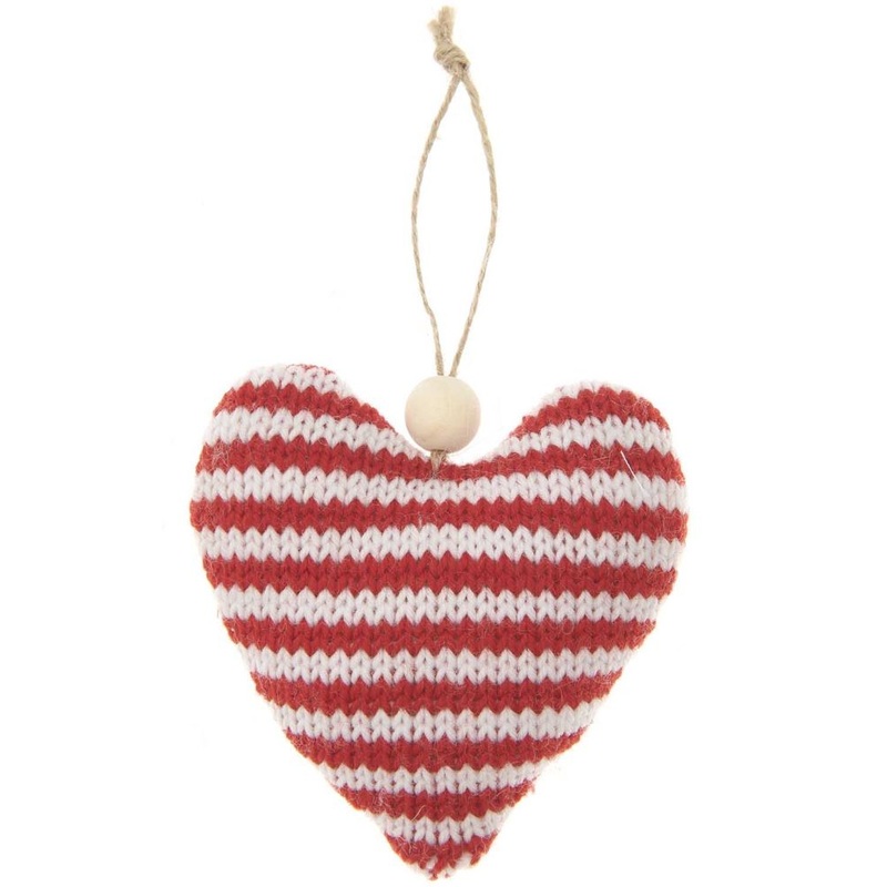 knitted heart striped 9 x 9cm