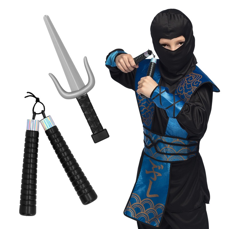 Set of 2 Ninja Weapons (Sai, Nunchaku)