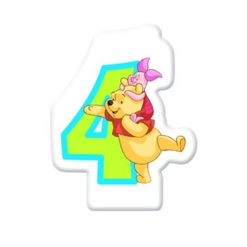 Winnie the Pooh birthday party number 4 cake candle 5cm
