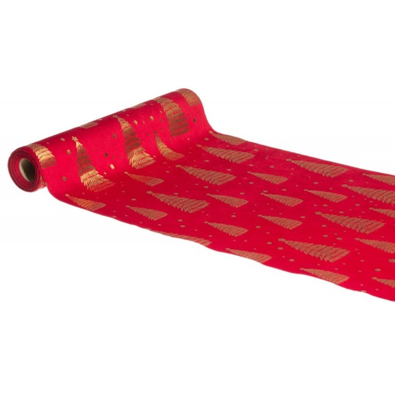 Christmas tree table runner red 3m