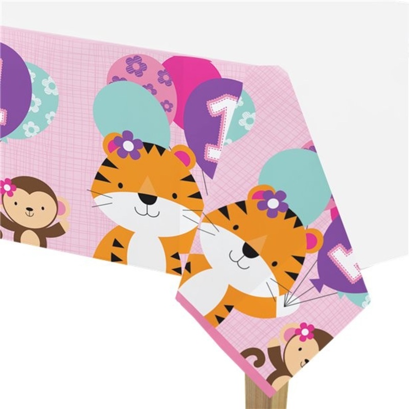 Fist Wild Birthday tablecloth pink 2.4 x 1.2m