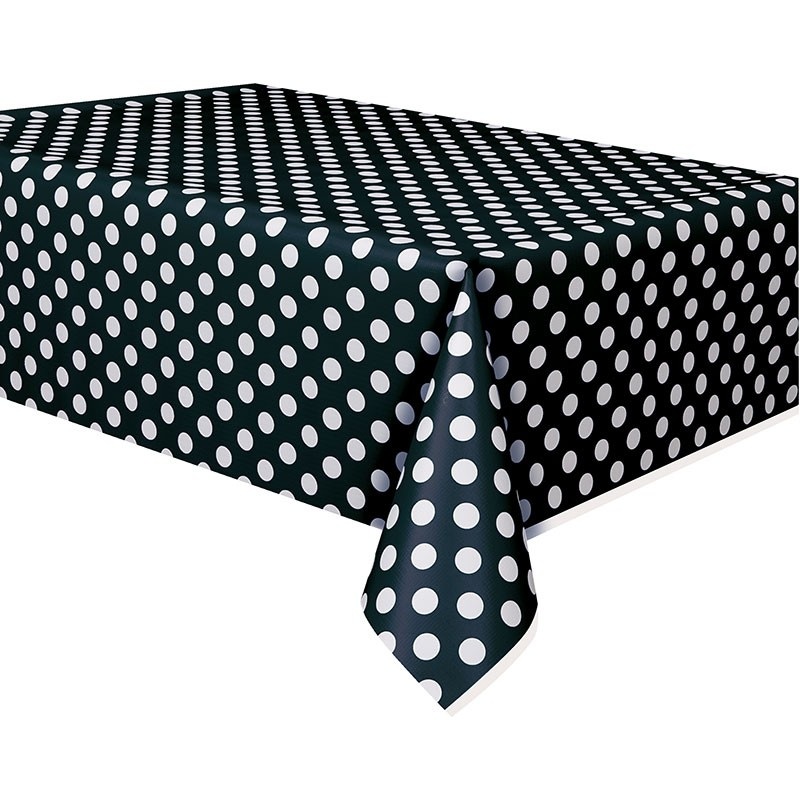 Party tablecloth Tiana black dotted 137 x 274cm