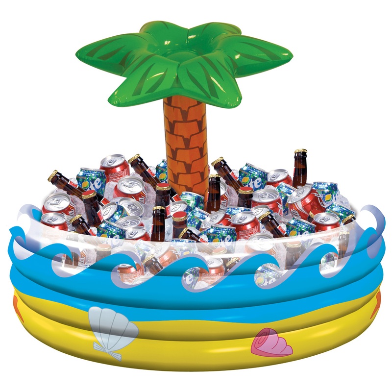 Tropical drink cooler with palm tree