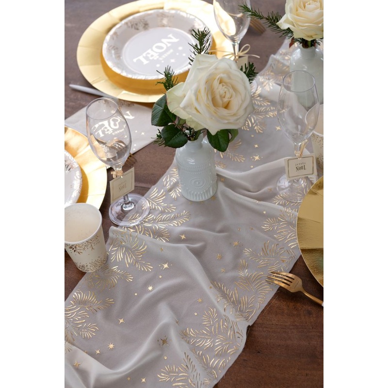 1 table runner leaves ivory 2.5m x 27cm