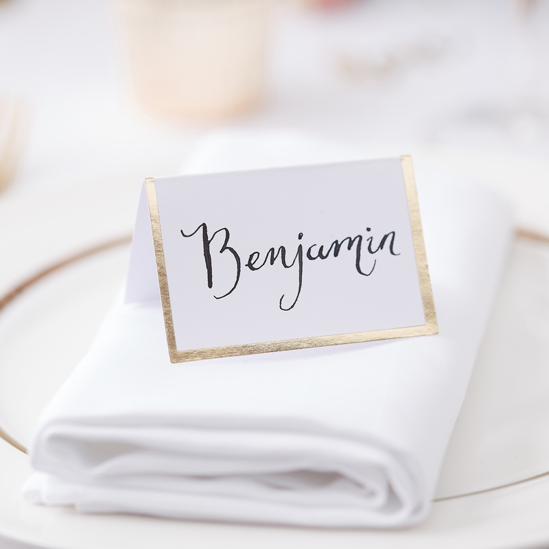 10 gold place cards 7 x 7cm