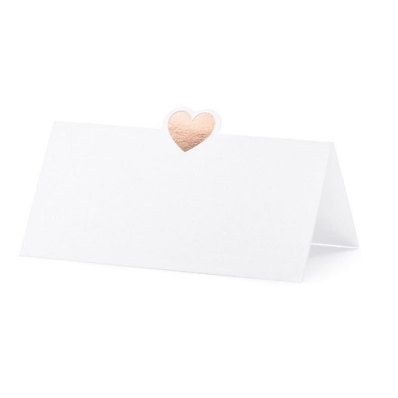 10 heart place cards rose gold