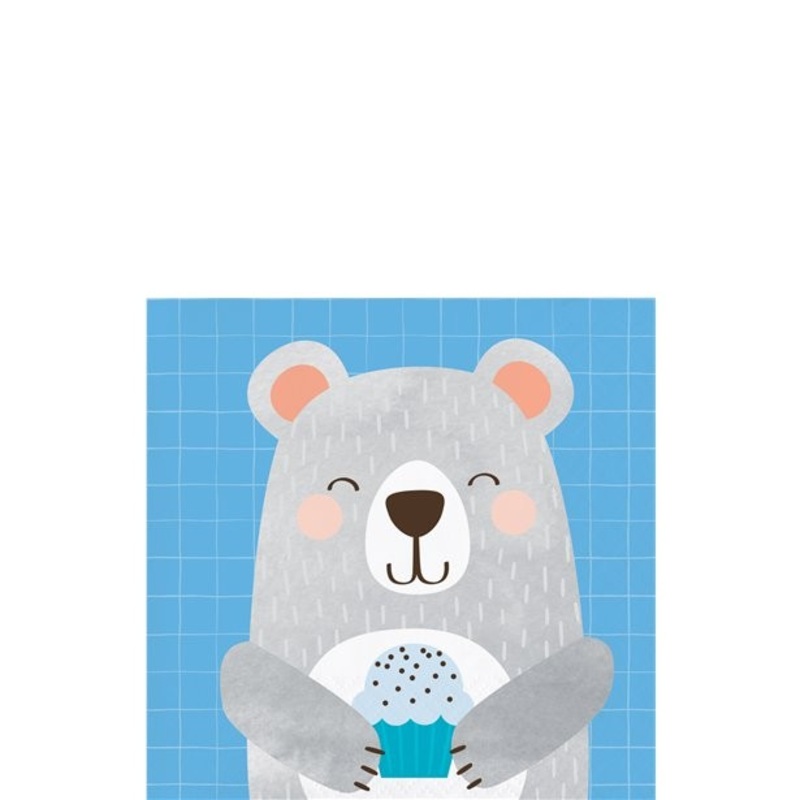 16 birthday bear paper napkins 25cm
