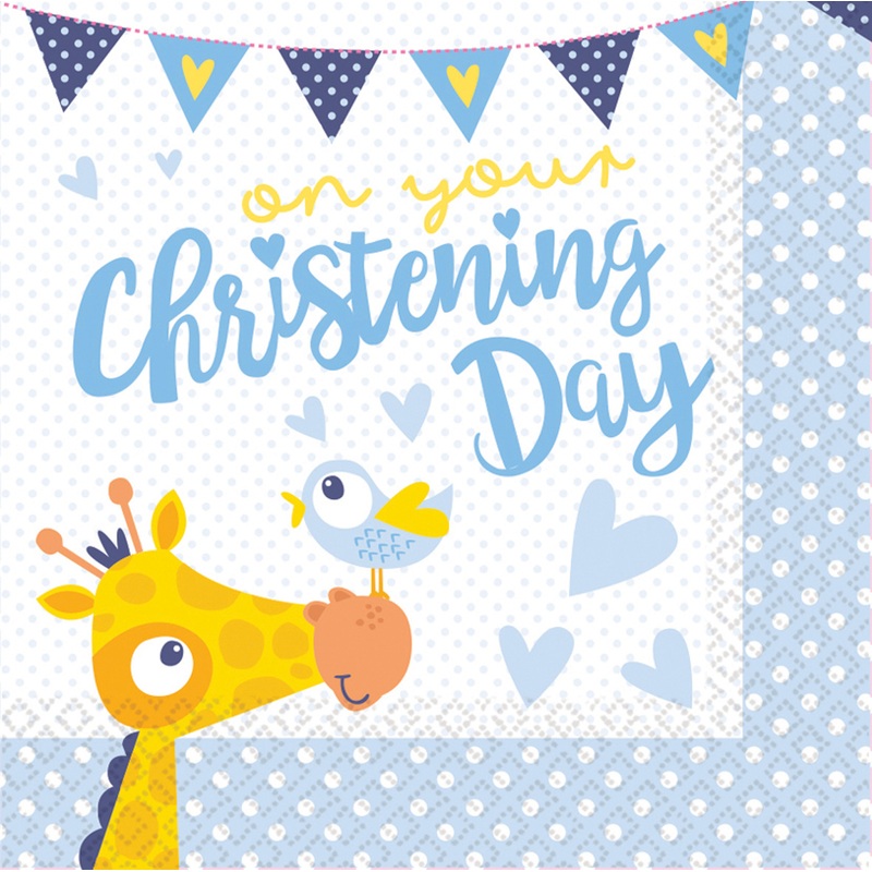 16 Christening Day napkins blue