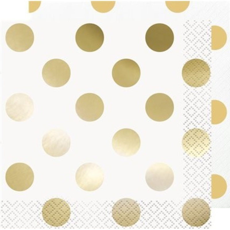 16 Dotted Napkins Gold Aurora 25cm