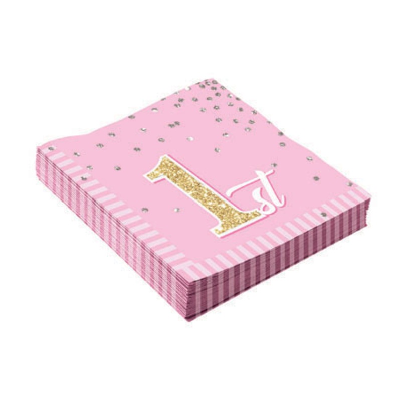16 First Birthday Princess napkins 33cm