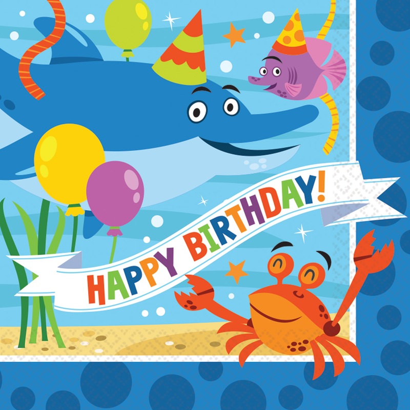 16 fun sea party birthday napkins