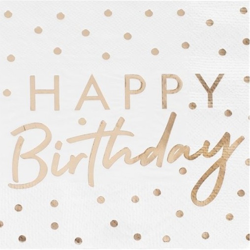 16 golden hand lettering birthday napkins 33cm