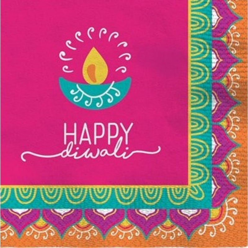 16 Happy Diwali Napkins 25cm