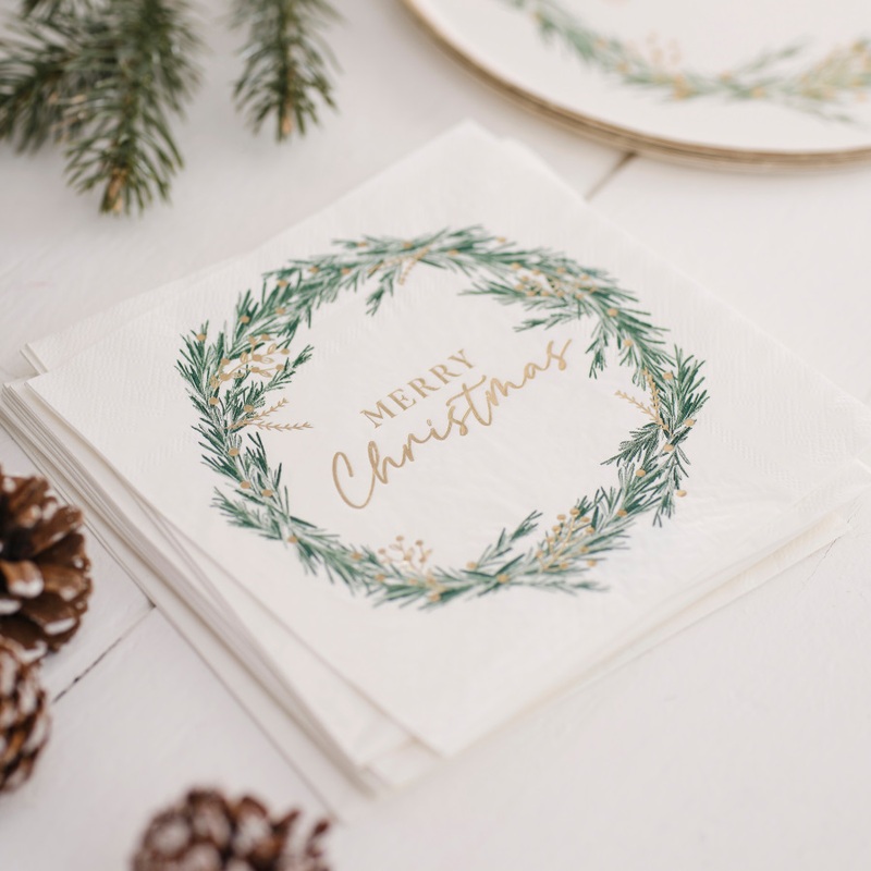 16 Merry Christmas napkins 15 x 15cm