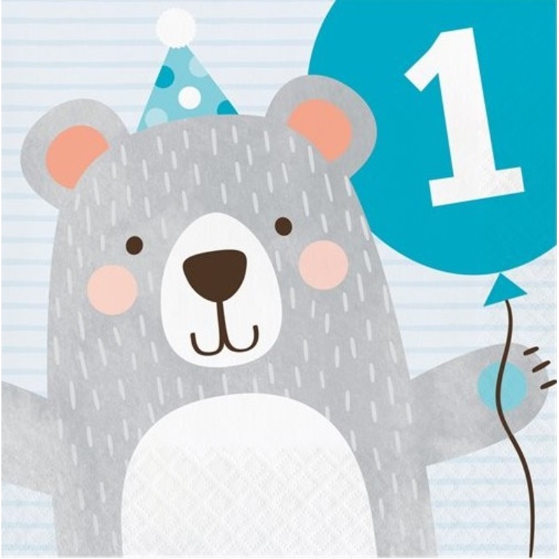 16 party bear napkins 33cm