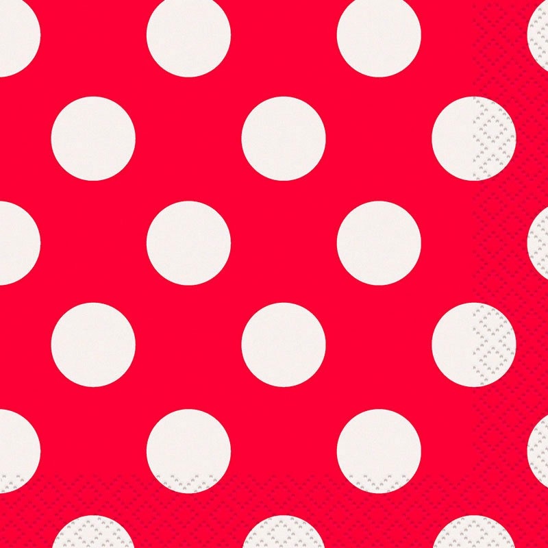 16 party napkins Tiana red dotted 25cm