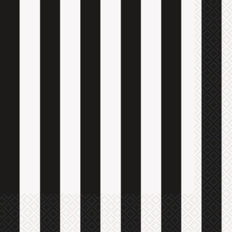 16 party napkins Victoria black striped 33cm