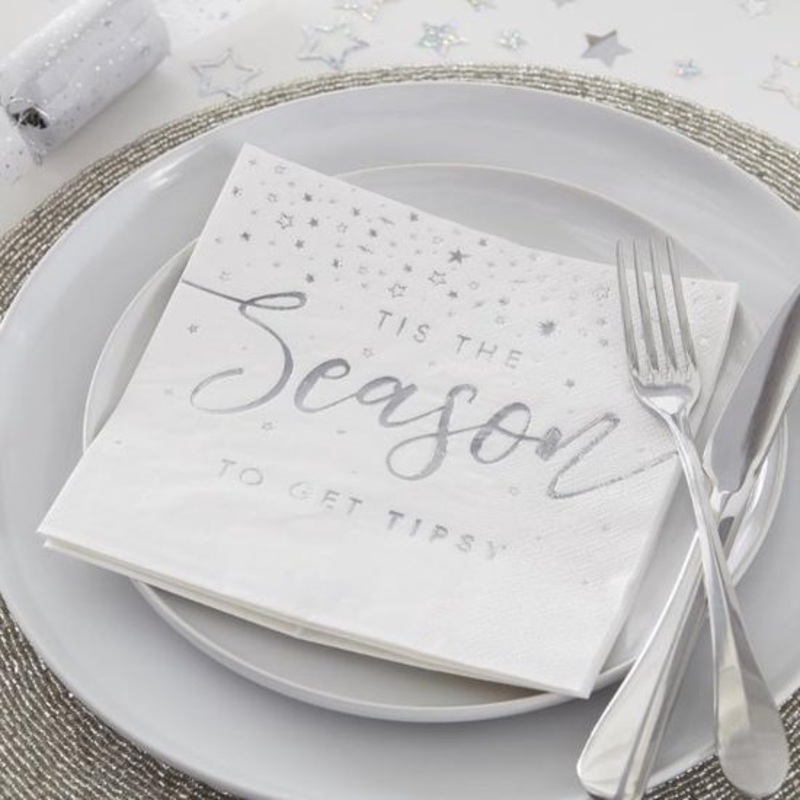 16 Shiny Christmas napkins 33cm