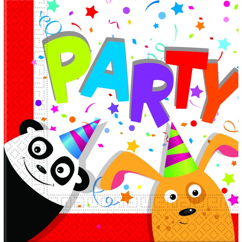 20 animal party friends napkins 33cm