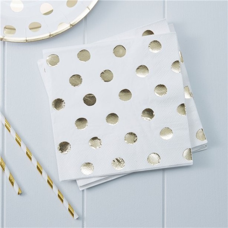 20 Dotted Napkins Goldy 33cm