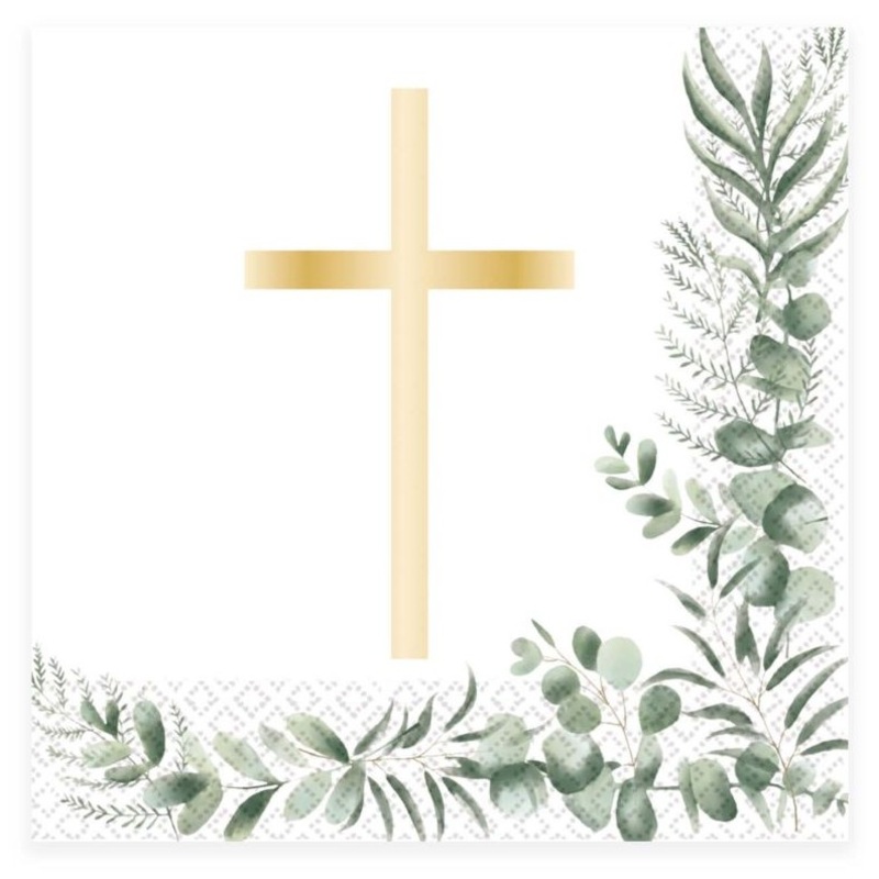 20 Floral Church napkins 33cm