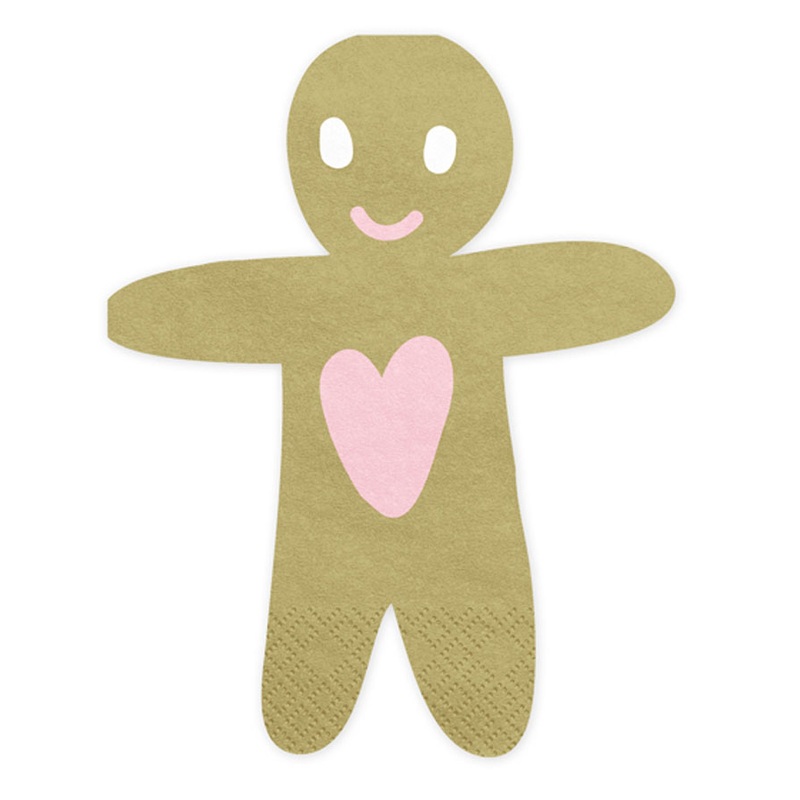 20 Gingerbread Men Napkins 16cm