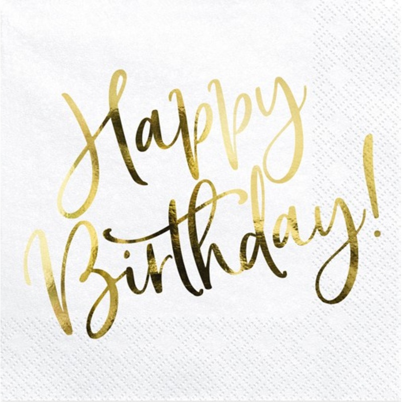 20 Glossy Happy Birthday napkins 33cm