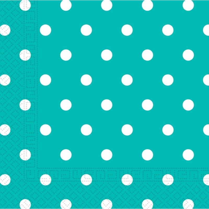 20 Mix Patterns dots napkins turquoise 33cm