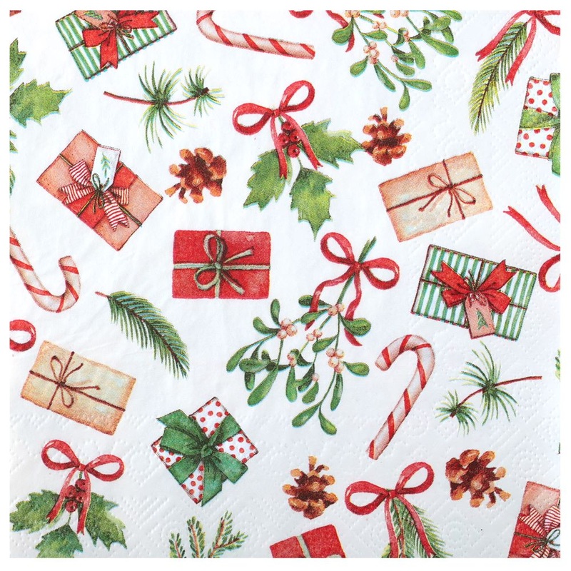 20 napkins Christmas candy cane 33 x 33cm