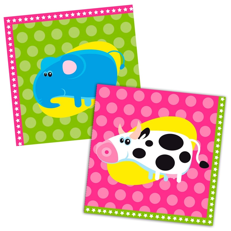 20 napkins colorful animals