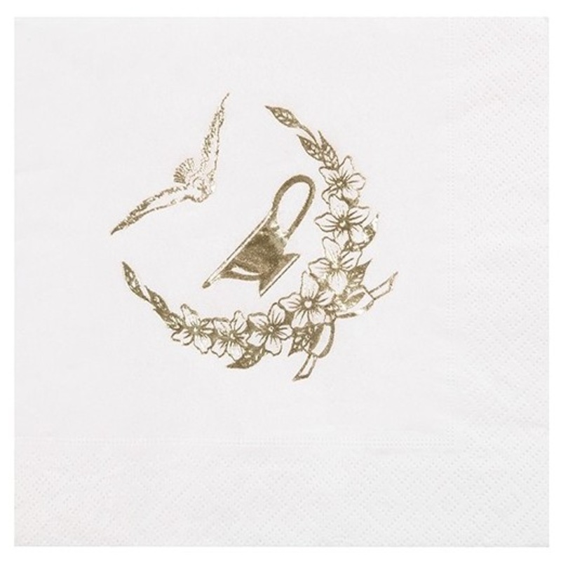 20 napkins with gold motif for baptism