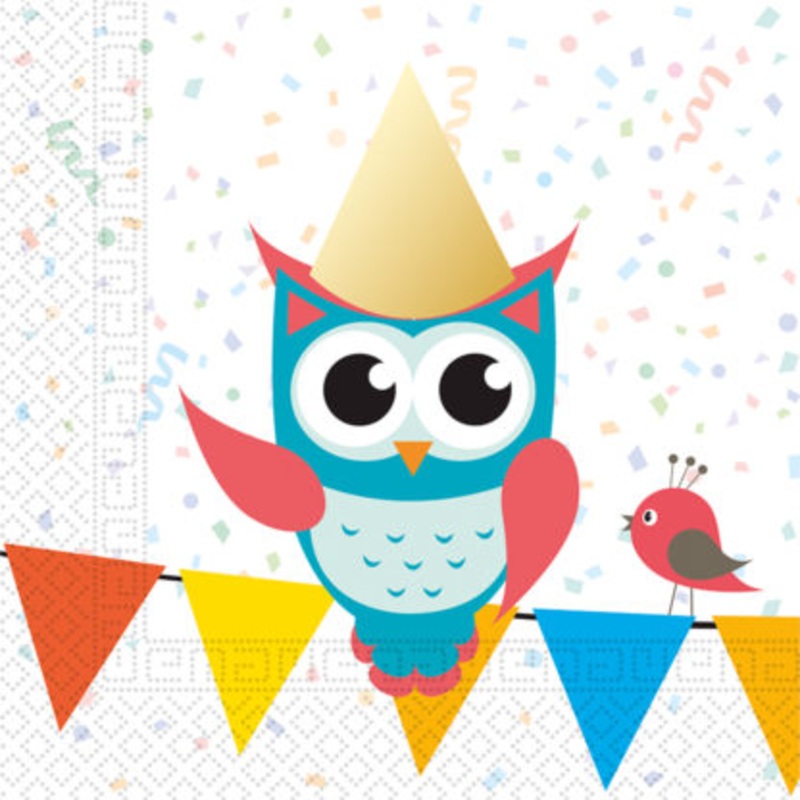 20 owls Fiesta napkins 33cm