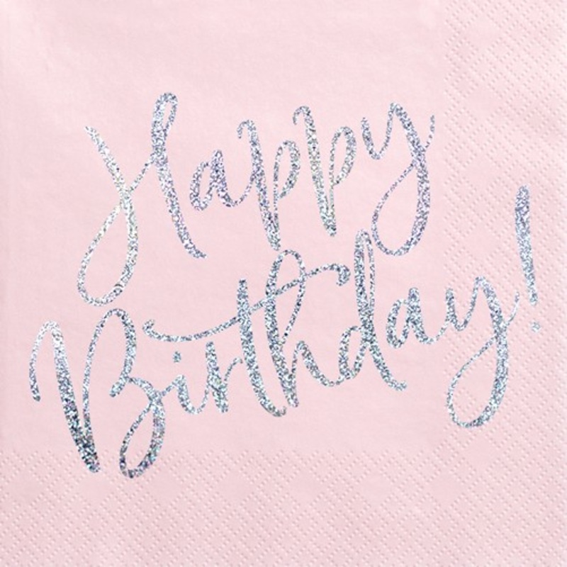 20 Pink Birthday napkins 33cm
