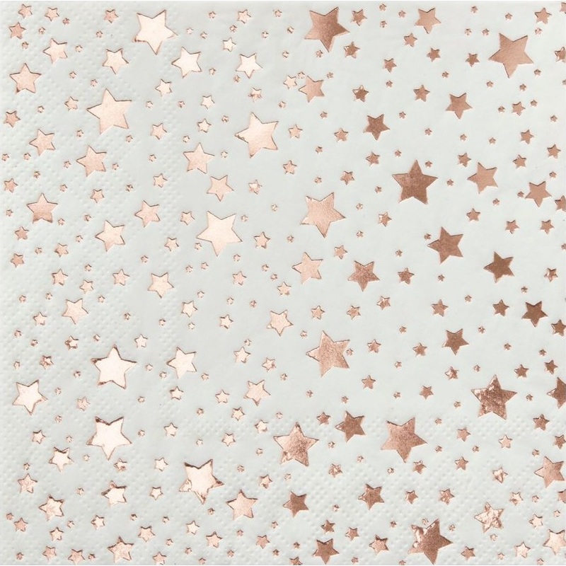 20 rose gold metallic magic star napkins